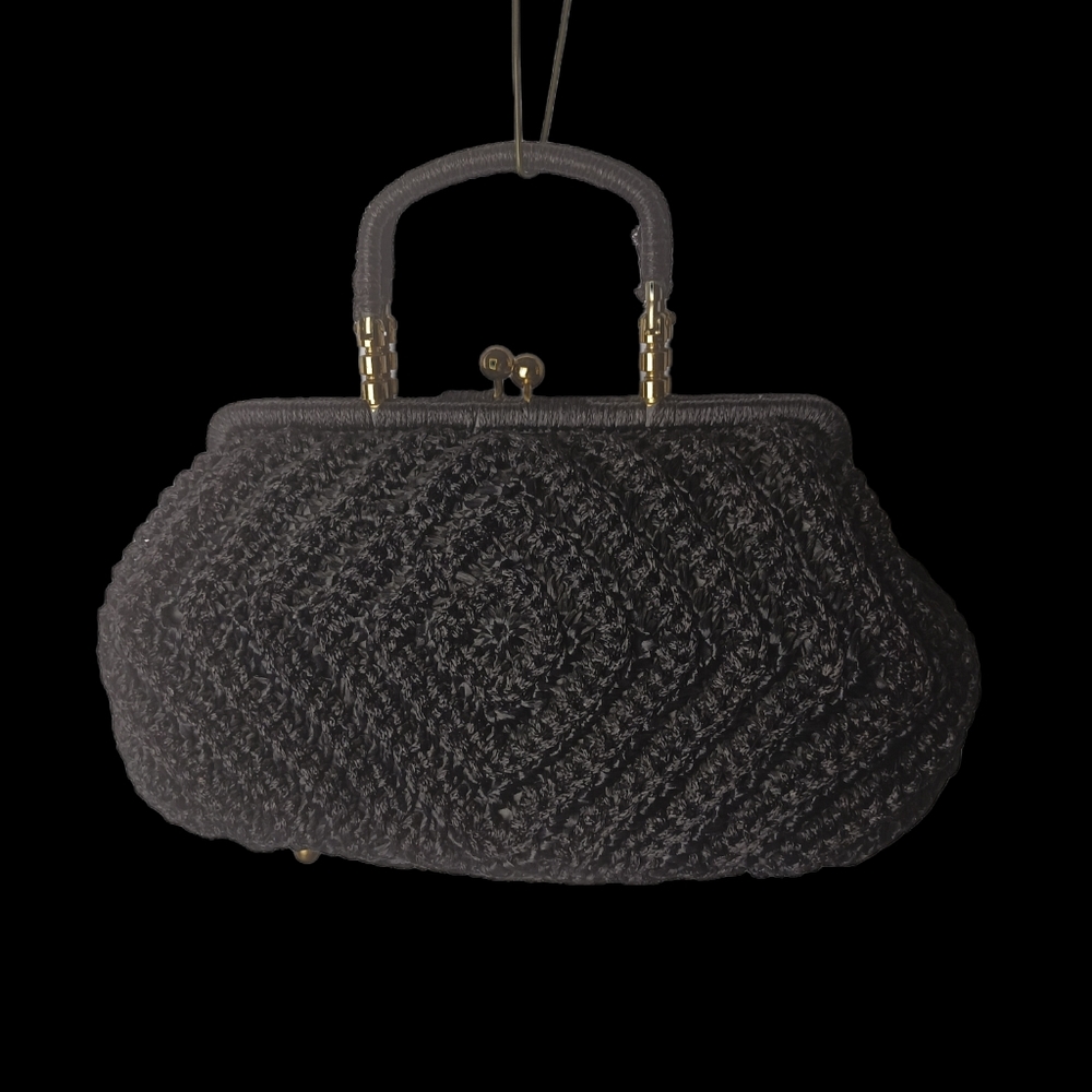 Vintage/Estate Rare Bara Japan Chevron Raffia Top Handle Purse "HOT!" - Picture 16 of 16